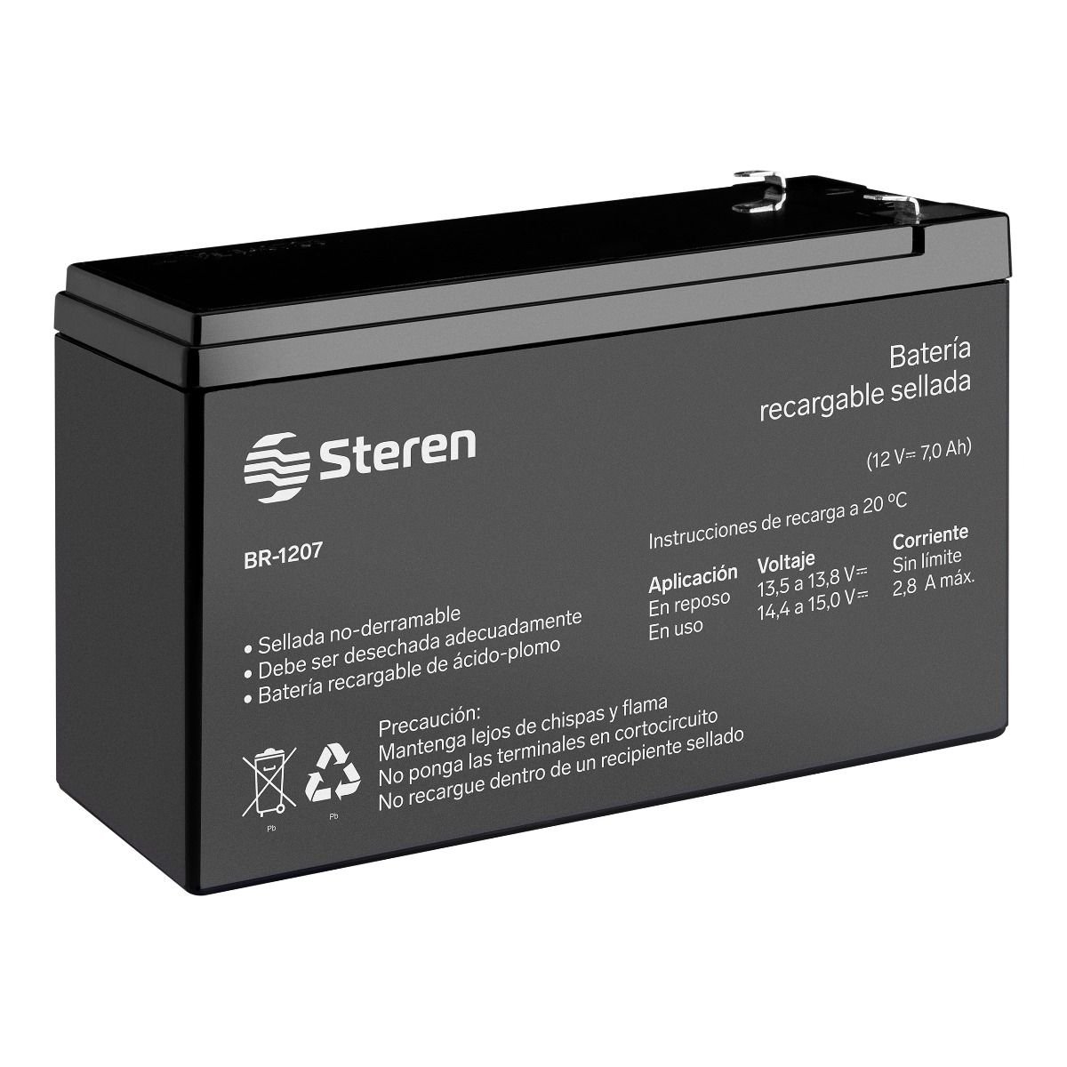 Batería Recargable de ácido plomo 12V 7Ah Steren Electrónica Alpha