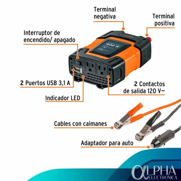 Inversor de Corriente 400W, Truper - Imagen 2