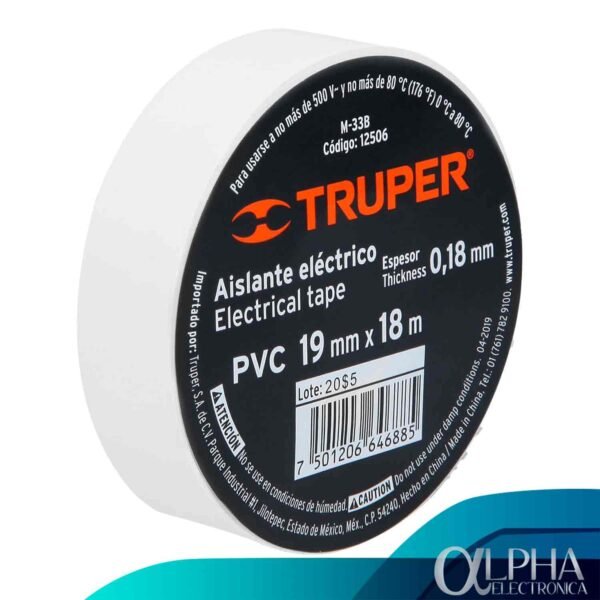 Cinta de Aislar Blanca de 18M x 19mm, Truper