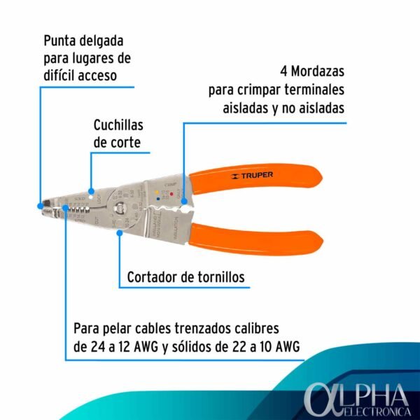 Pinza Pela Cables 24 a 12 AWG, Truper - Imagen 2