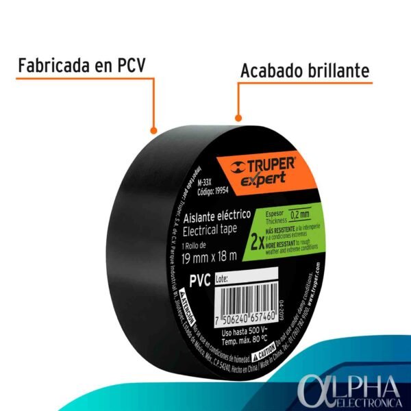 Cinta de Aislar de 18M x 19mm Truper Expert - Imagen 2
