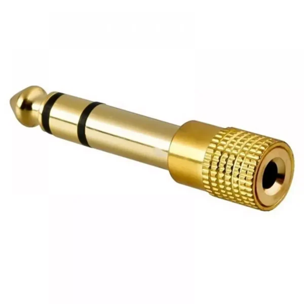 Adaptador Plug 1/4" Estéreo a Jack 3.5mm Estéreo, Metal Dorado