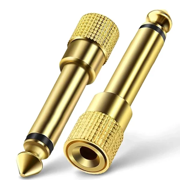 Adaptador Plug 1/4" Mono a Jack 3.5mm Mono, Metal Dorado