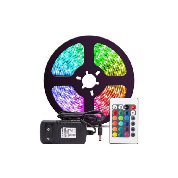 Rollo de Cinta Led RGB 5050 de 5M, con Adaptador Y Control