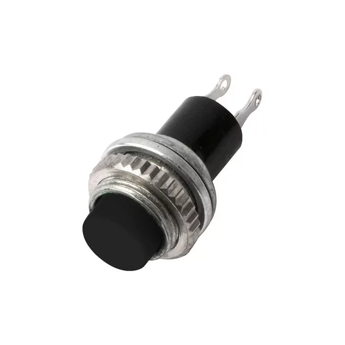 Pulsador 2 Pines, Negro 12x11mm
