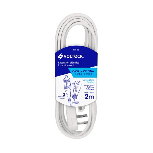 Extensión Eléctrica de 2M Blanca, Volteck