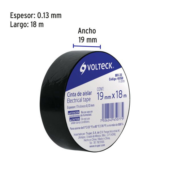 Cinta de Aislar de 18M x 19mm, Volteck - Imagen 3