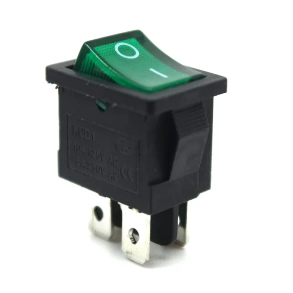 Switch Rocker ON-OFF de 4 pines 10A, Verde