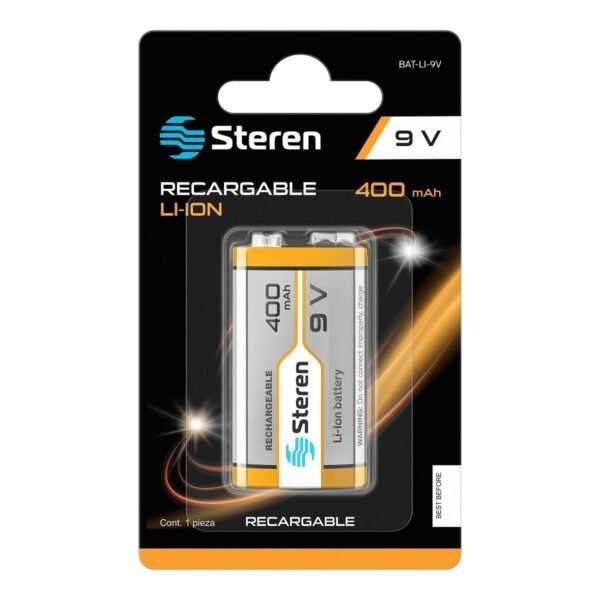 Batería de 9V Recargable de 400mAh, Steren