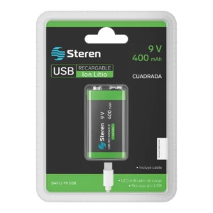 Batería recargable USB C Li-Ion tipo 9V