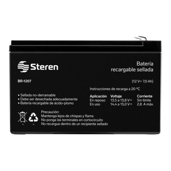 Batería Recargable de ácido-plomo 12V 7Ah, Steren - Imagen 2