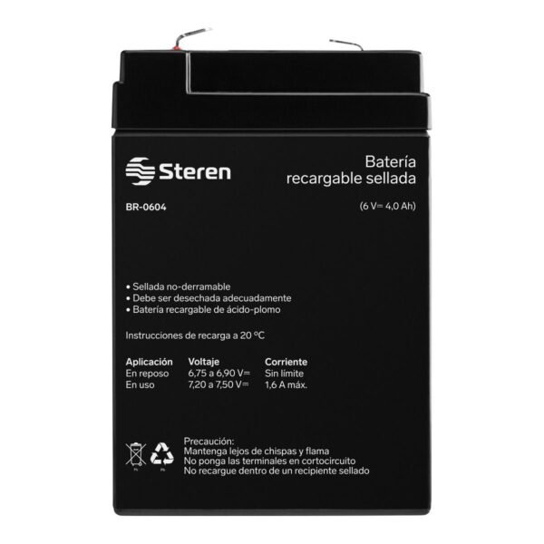 Batería Recargable de ácido-plomo 6V 4Ah, Steren - Imagen 2