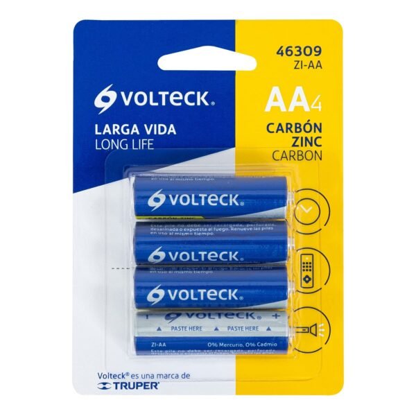 Batería AA Zinc-Carbón Volteck, Blíster con 4 Pilas - Imagen 2