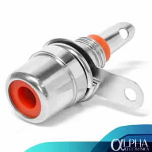 Conector rca hembra para chasis metal rojo