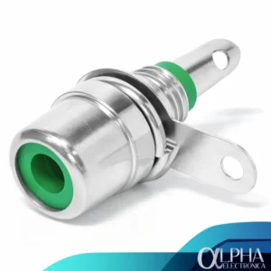 Conector rca hembra para chasis metal verde
