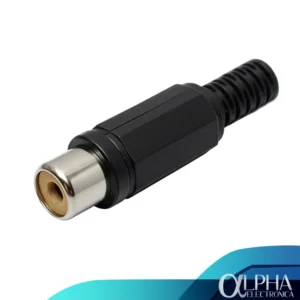 Conector rca hembra de plastico color Negro