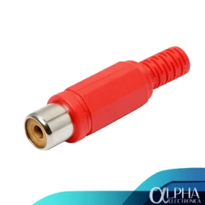 Conector rca hembra de plastico color rojo