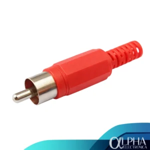 Conector rca macho de plastico color rojo