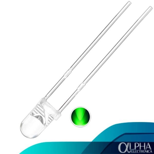 Led de 3mm Verde Transparente