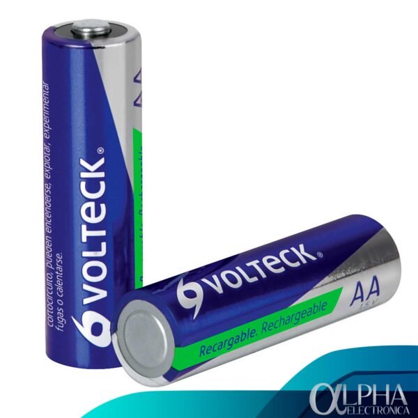 Par de Baterías AA Recargable de 2,500mAh, Volteck