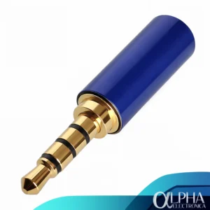 Plug trrs 3.5mm stereo + micrófono 4 polos azul
