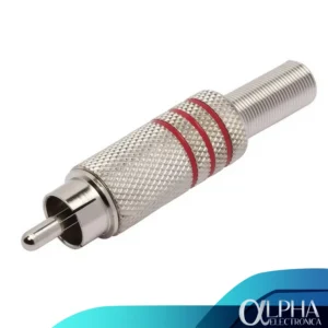 Plug rca conector macho de metal franjas rojas