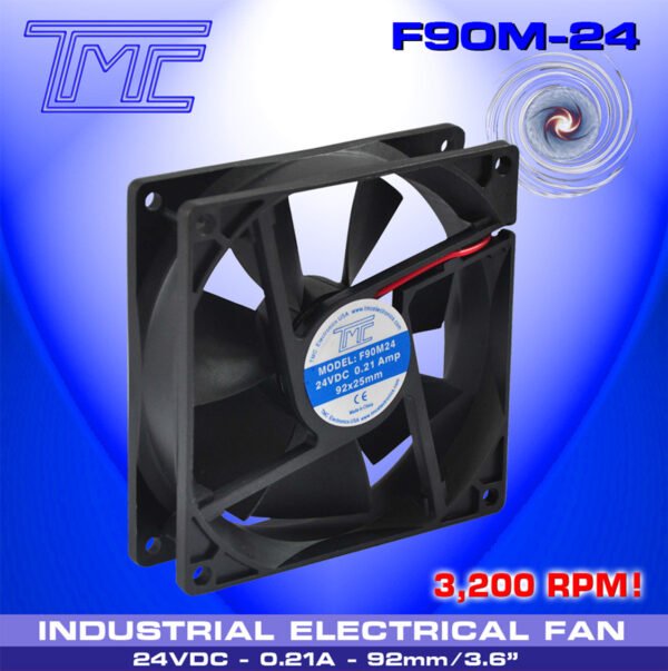 Ventilador 24V 9.2x9.2x2.5cm 3,200RPM - Imagen 2