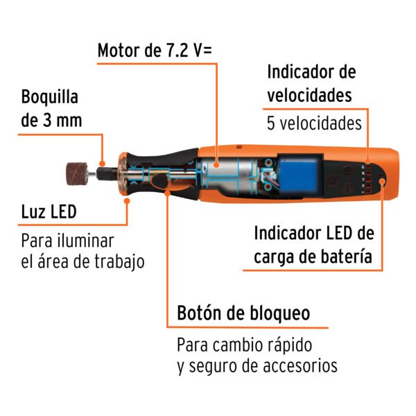 Herramienta Rotativa Inalámbrica 7.2V, Truper - Imagen 2