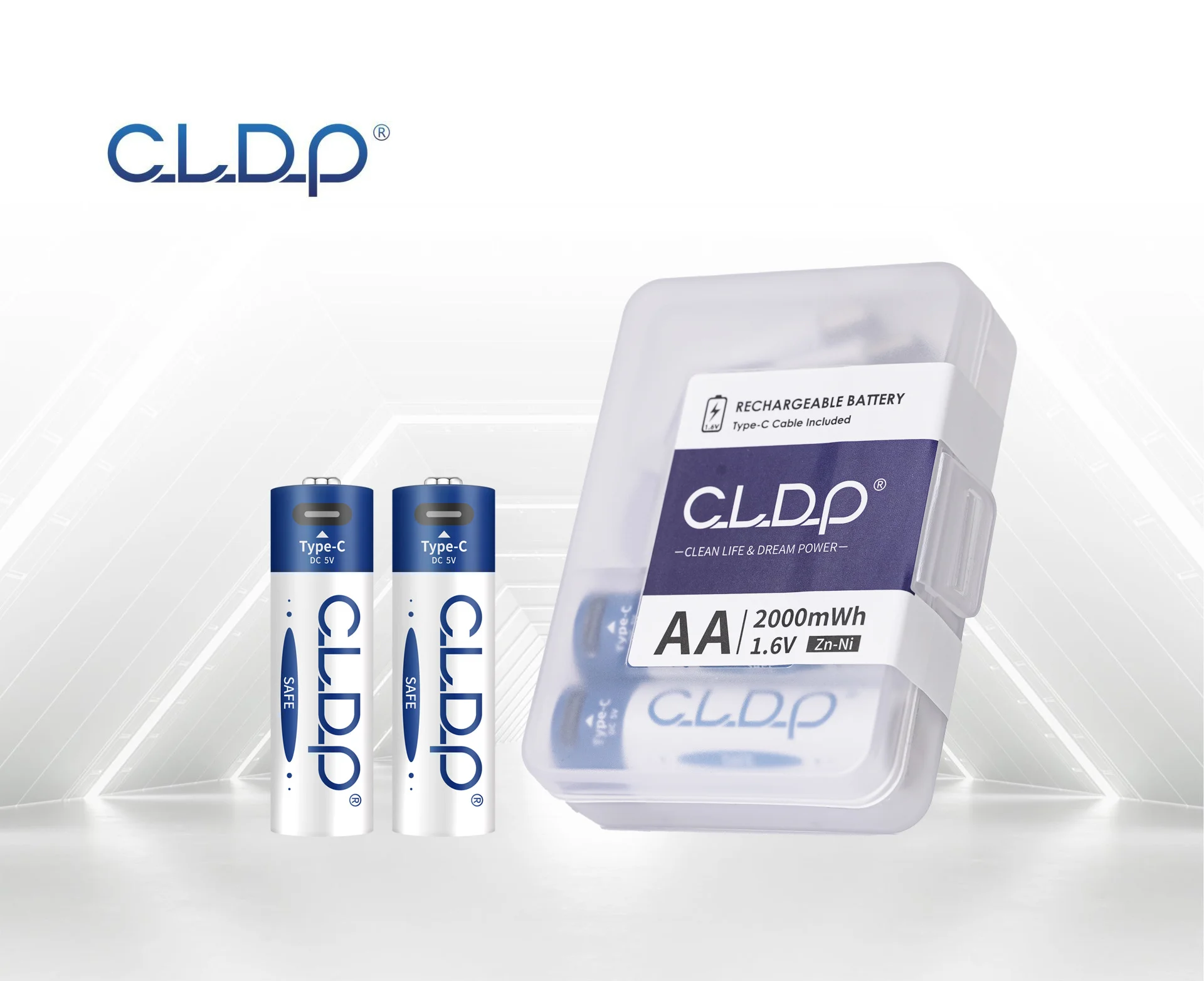 Par de Baterías AA Recargable USB-C de 2000mAh