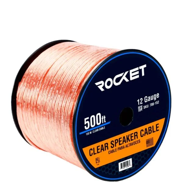 Rollo de Cable Para Bocina 12AWG Transparente Rocket