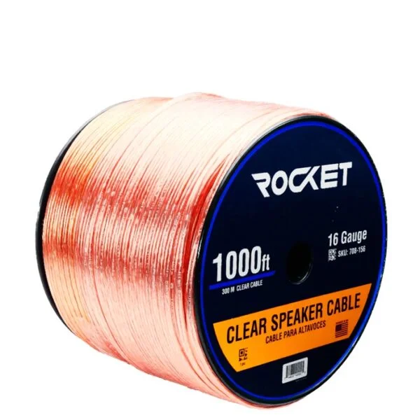 Rollo de Cable Para Bocina 16AWG Transparente Rocket