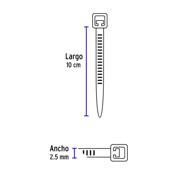 Cincho Plástico 10cm x 2.5mm Blanco de 18 Lb - Imagen 3