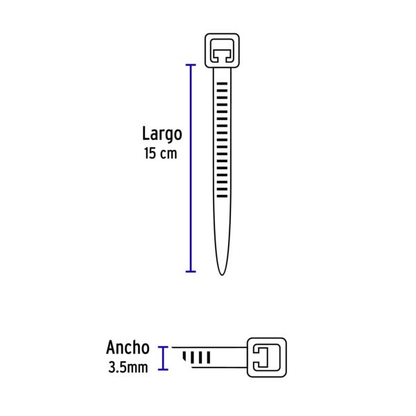 Cincho Plastico 15cm x 3.5mm Blanco de 40 Lb - Imagen 3