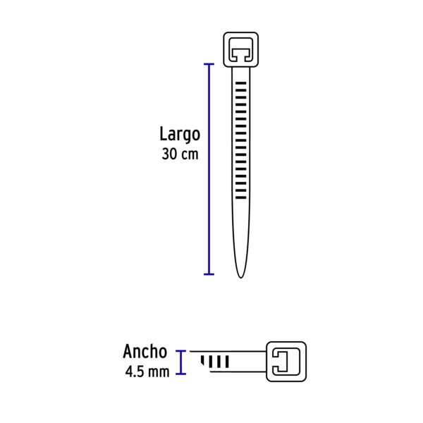 Cincho Plastico 30cm x 4.5mm Blanco de 50 Lb - Imagen 3