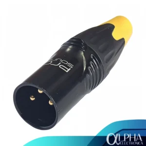 Conector xlr macho carcasa negra y cola amarilla marca prosound