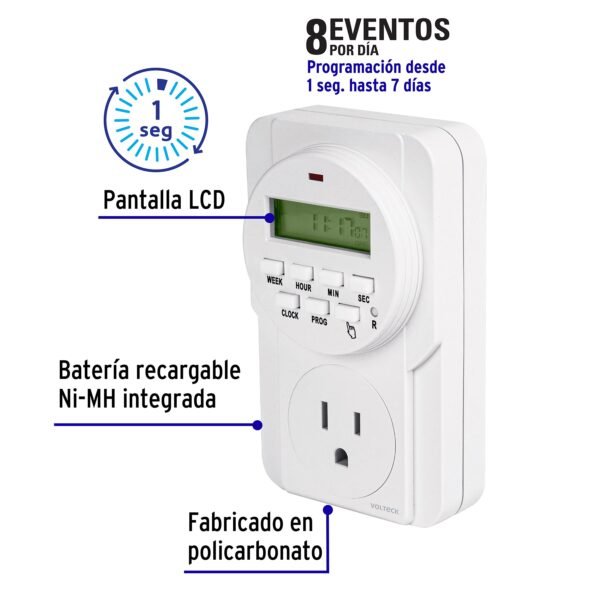 Temporizador Digital de 8 Eventos, Volteck - Imagen 2