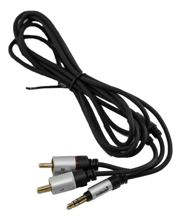 Cable Plug 3.5mm Estéreo a 2 Plug RCA Metalicos 1.8M Audiopipe
