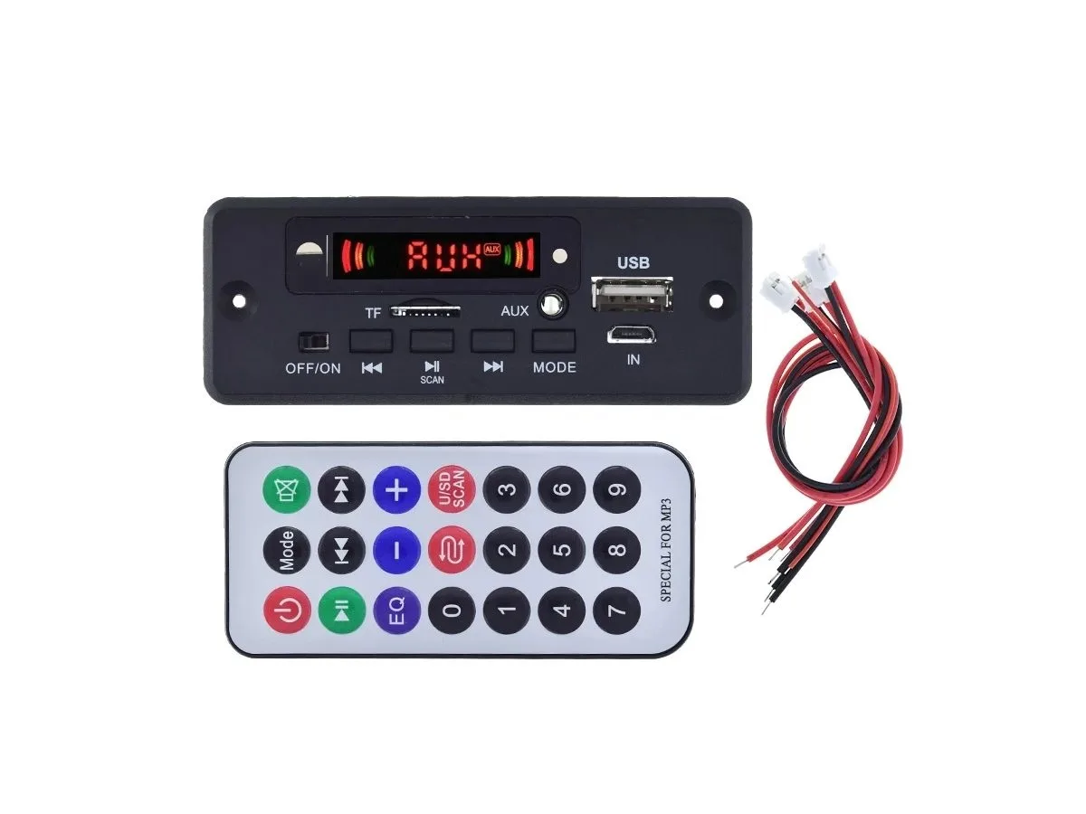 Módulo MP3 Con Amplificador de 6W, Bluetooth, USB, Auxiliar y Radio FM
