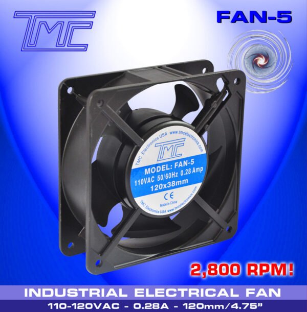 Ventilador de Metal 110V 12x12x3.8cm, TMC - Imagen 2