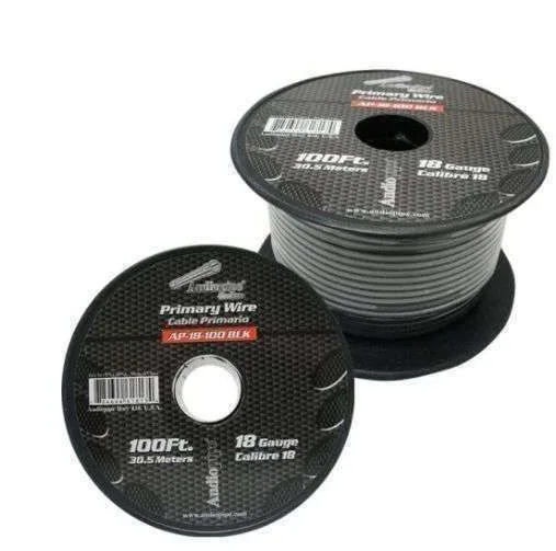 Rollo de Cable Primario Automotriz Negro 18 AWG, Audiopipe 30.5M